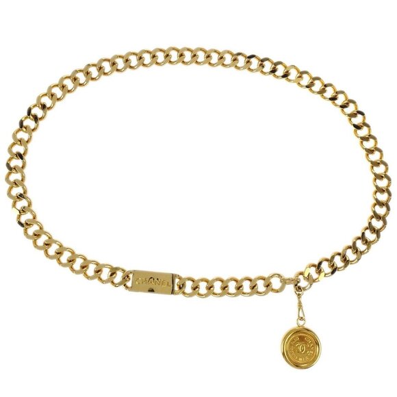 Chanel Chain Belt Medallion Gold 94P Small Good 165665 - Picture 1 of 4